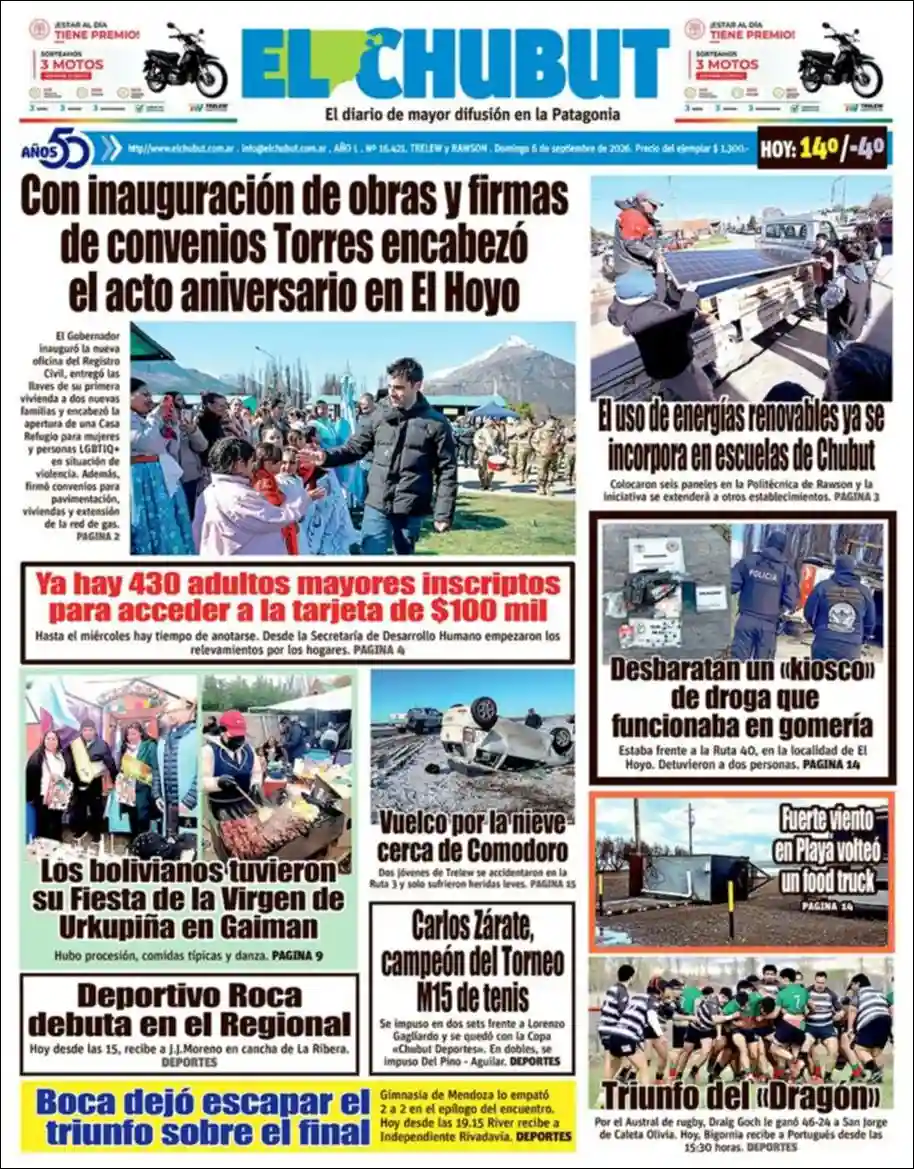 Evolucion Streaming | COOPERATIVA KEOKEN - Tapa del diario El Chubut
