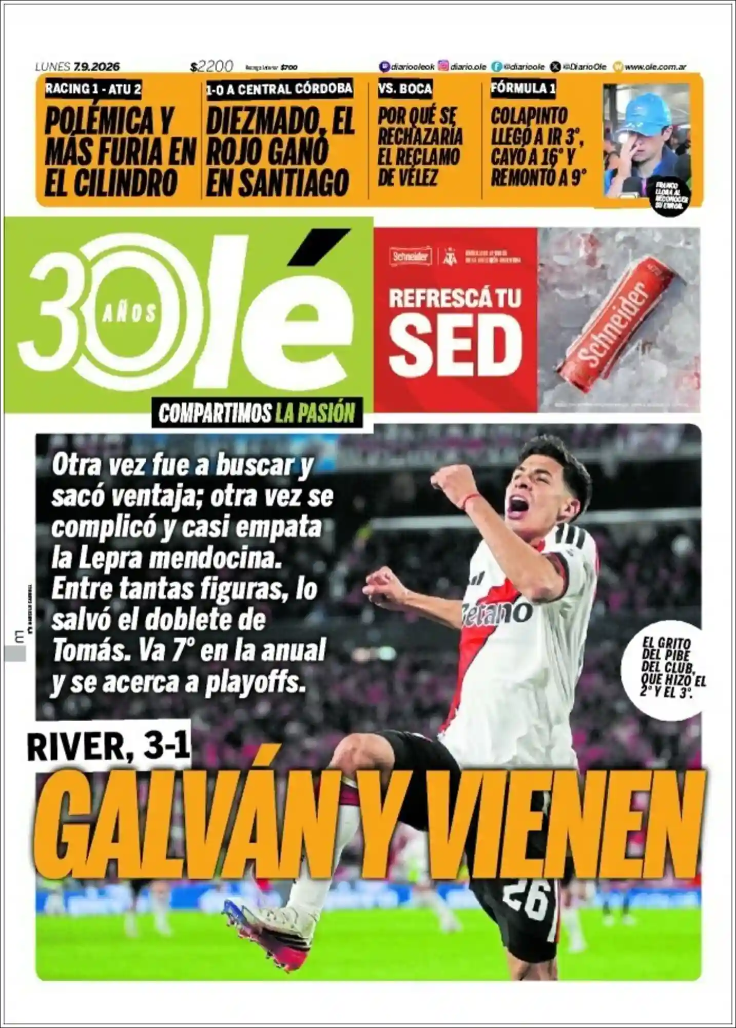 Evolucion Streaming | COOPERATIVA KEOKEN - Tapa del diario Ole